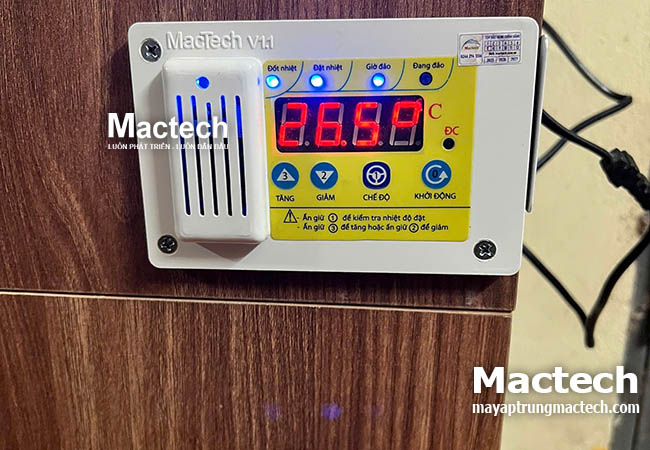 Cài đặt nhiệt độ trên máy ấp
